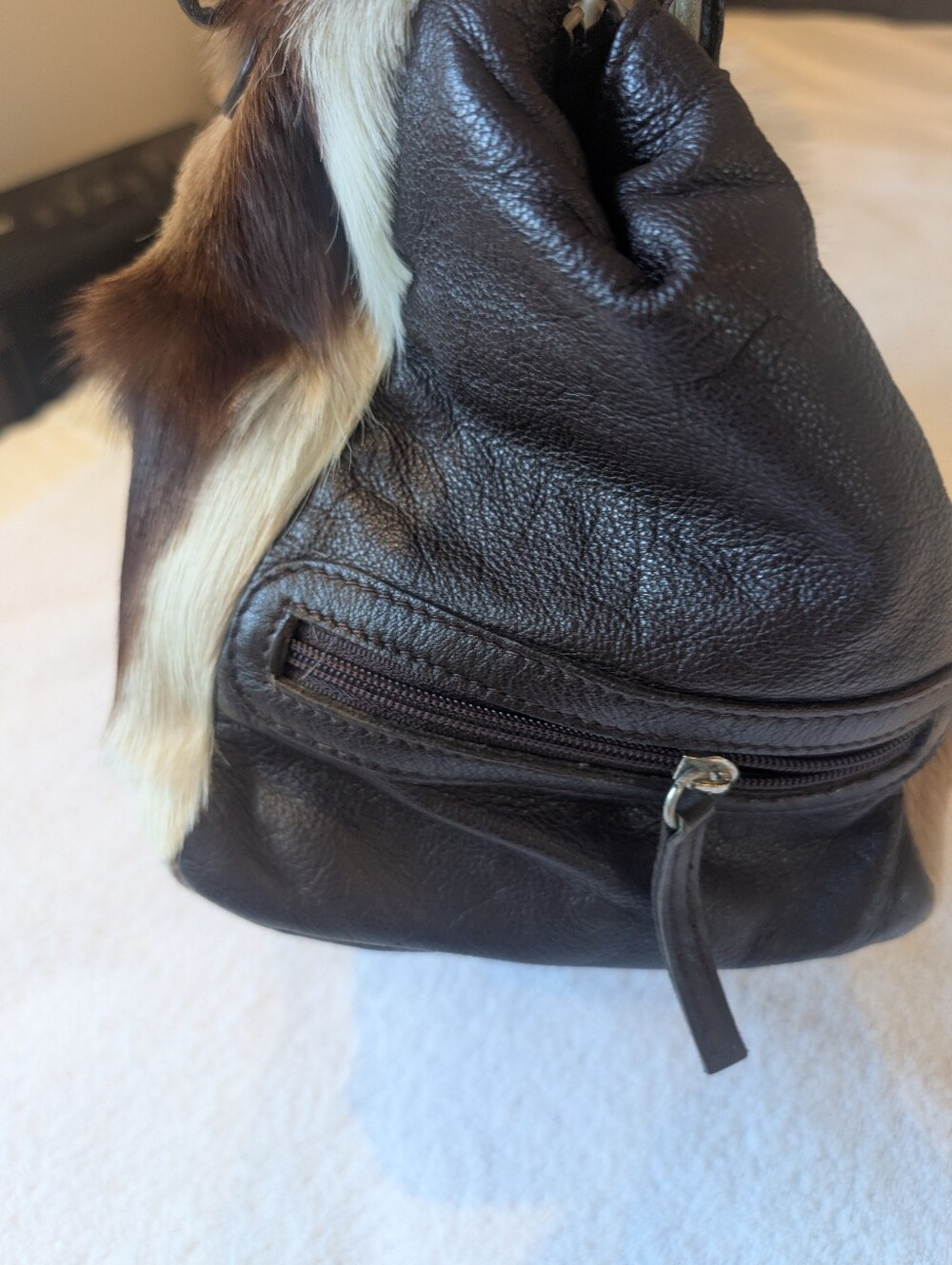 FSP Collection Cape Town Genuine Springbok Hair On Hide Leather Shoulder Bag Sat - Picture 8 of 14